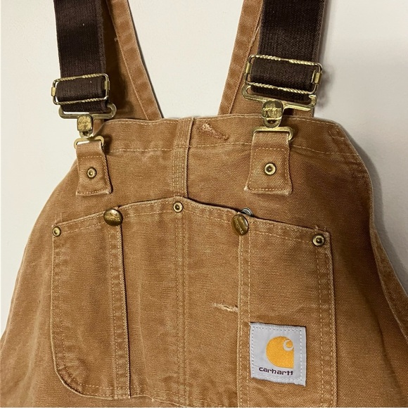 Carhartt Vintage Overalls Dungarees Duck Double Knee Workwear 42x30 Made in USA - Picture 5 of 5